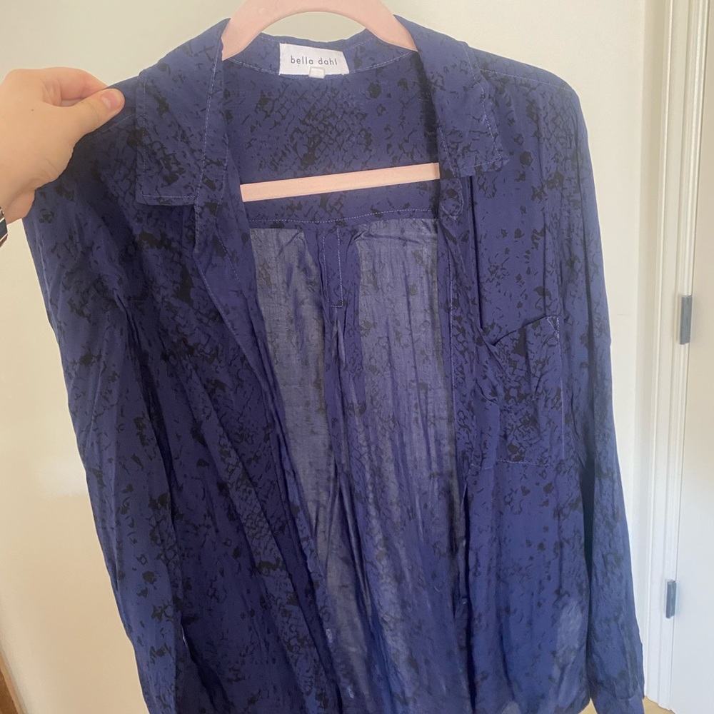 Sheer Navy Button Down